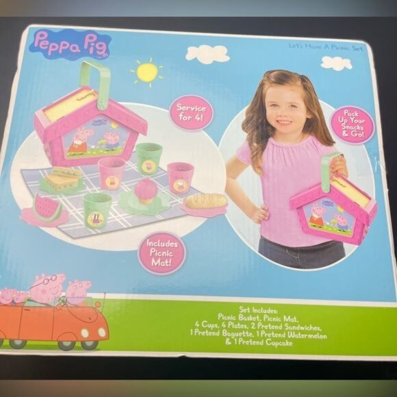 PEPPA PIG'S Let’s Have A Picnic Set 15 Pieces Basket Service For 4 Toy (#8835) - Picture 7 of 9